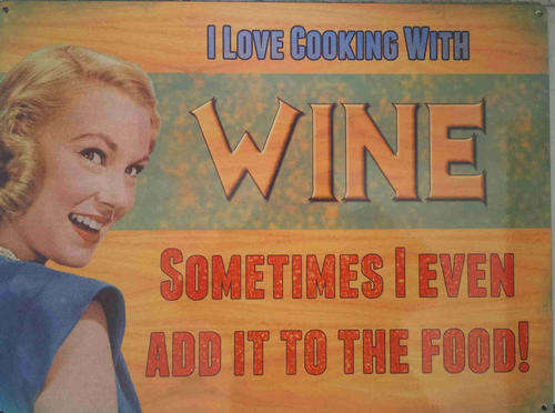 I Love Cooking With Wine. Metal sign                                              mt9