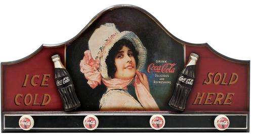 Coca-Cola wall plaque with coat hooks                                          bd1