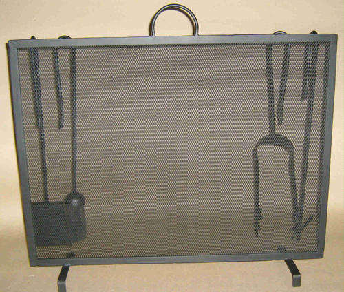 Fireplace spark guard / tools combo wrought iron                                fp3