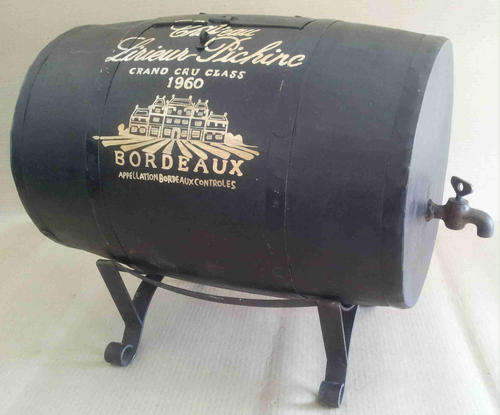 wood wine barrel on stand