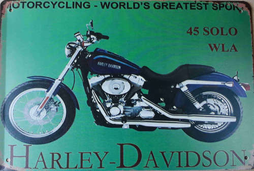 Harley-Davidson, 45 solo WLA motorcycle metal sign