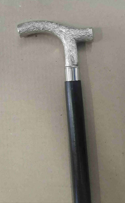 Walking stick. Rosewood with beautiful silver handle and rubber non slip bottom tip bd