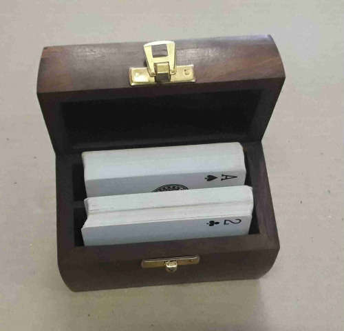 Card box, wood & brass. Game. (cards not included)