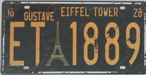 The Eiffel Tower. Gustave metal license plate