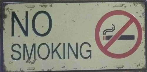 No smoking embossed metal license plate
