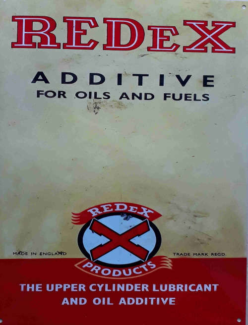 Redex additive for oils and fuels. Aluminium sign From UK