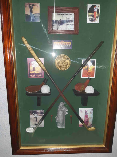 Golf. memorabilia. Beautifully box framed.