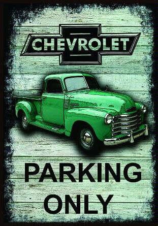 Chevrolet Parking only BIG metal sign. 39 x 66 cm