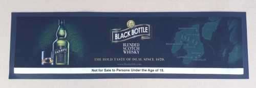 Black bottle blended scotch whisky bar mat, wetstop/ bar runner