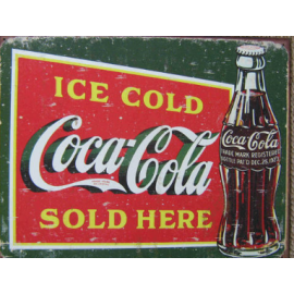 Coca-Cola Ice cold sold here vintage style distressed tin sign