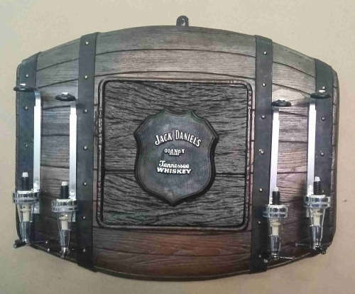 Jack Daniel`s Barrel, 4 units optic spirit tot measure dispenser. Wall Hanging