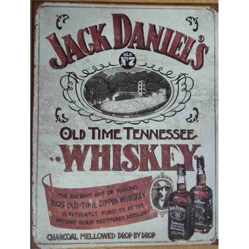 Jack Daniel's OLD NO.7 old time tennessee tin sign, Distressed, retro