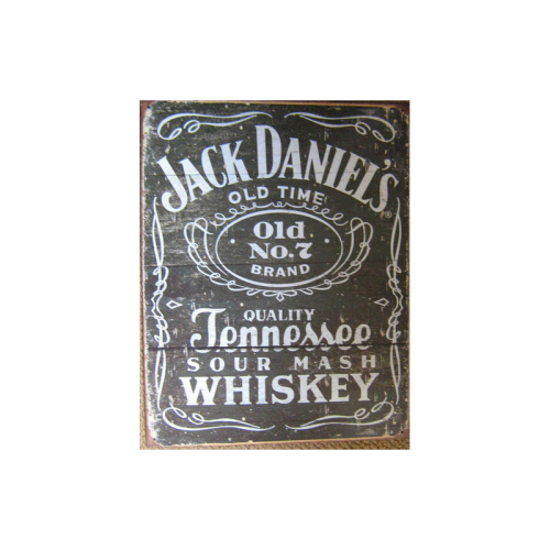 Jack Daniel`s wood cut vintage style distressed metal sign