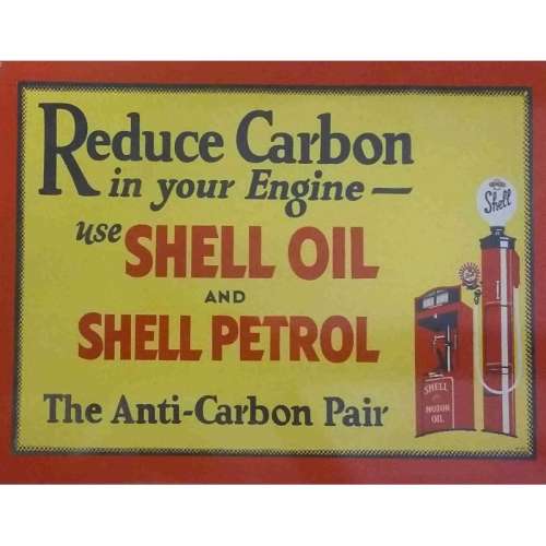Reduce carbon oil tin sign