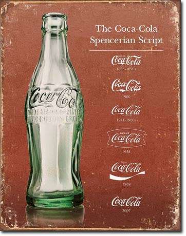 Coca-Cola. The Spencerian script distressed vintage style metal sign
