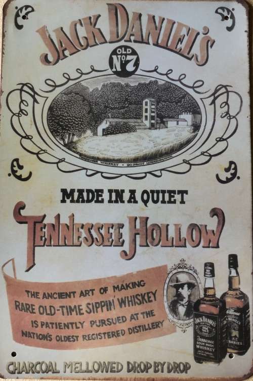 Jack Daniels Tennessee Hollow metal sign