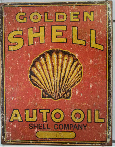 Shell oil distressed metal sign