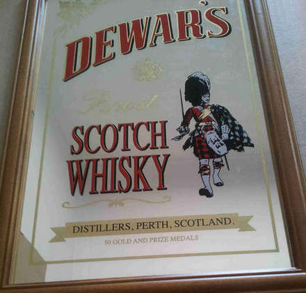 Dewar's whisky pub / bar mirror.