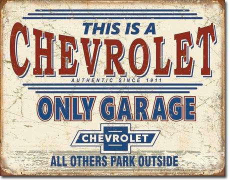 Chevrolet garage metal sign