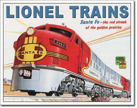 Lionel Santa fe metal sign