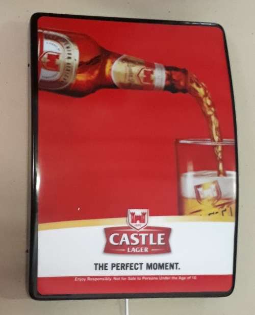 Castle Lager pub light, bar light, man cave light box, advert light box .