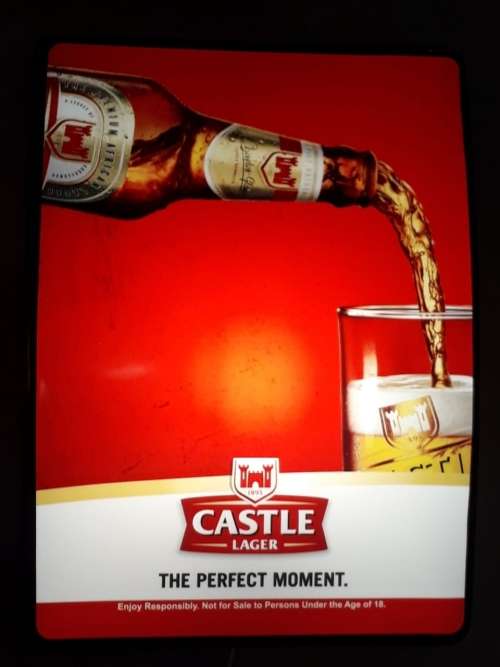 Castle Lager pub light, bar light, man cave light box, advert light box .