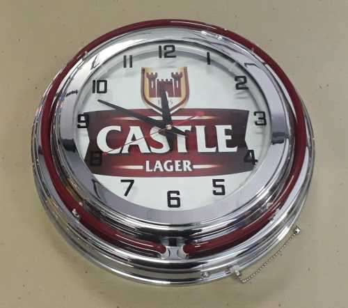 Castle lager double neon clock. 220V