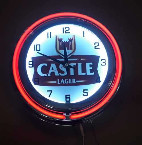 Castle lager double neon clock. 220V