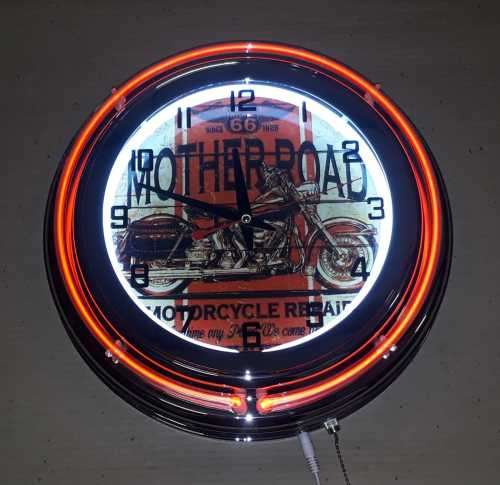 Mother road double neon clock. 220V
