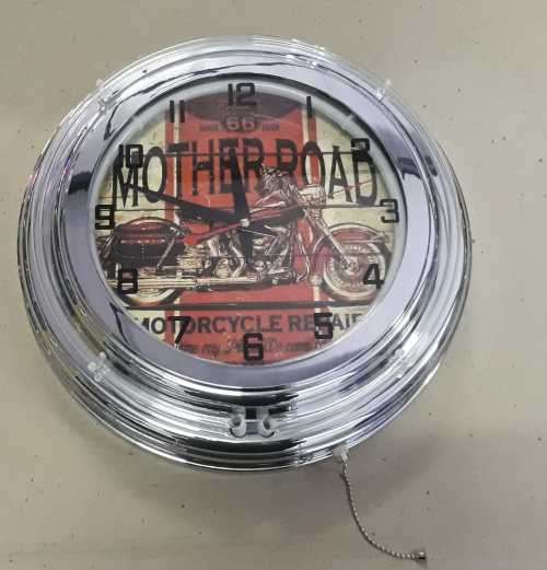 Mother road double neon clock. 220V