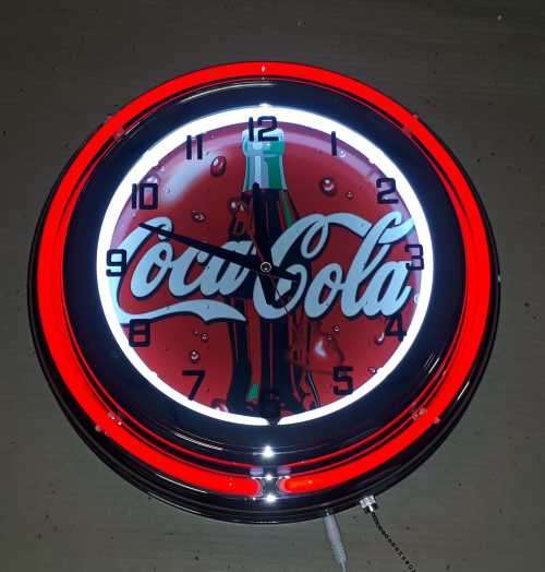 Coca-cola double neon clock. 220V