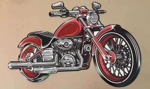 Motorbike embossed metal sign