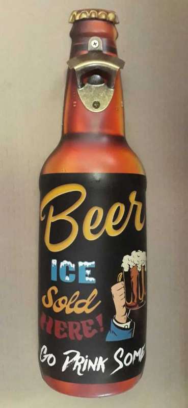 Beer metal sign, cap opener
