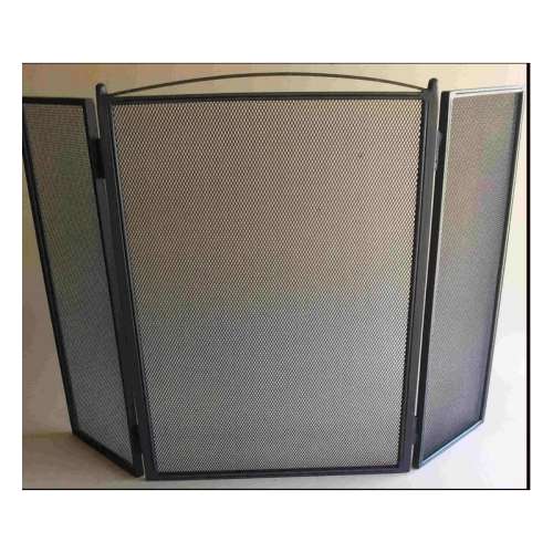 3 Panel heavy fire screen with hinged side panels.