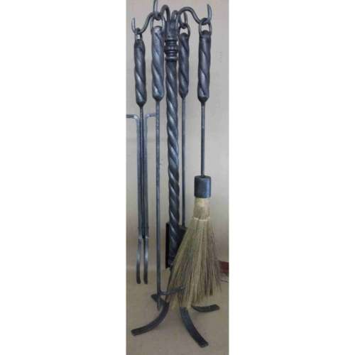 5pcs Twist Wrought Iron Companion set with African broom.