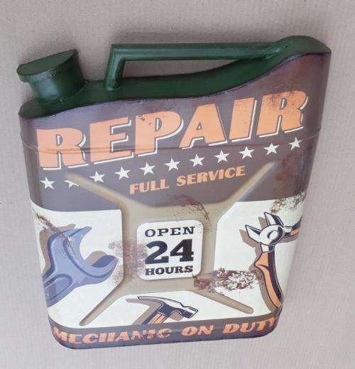 Repair full service, mechanic on duty metal garage / wall decor.
