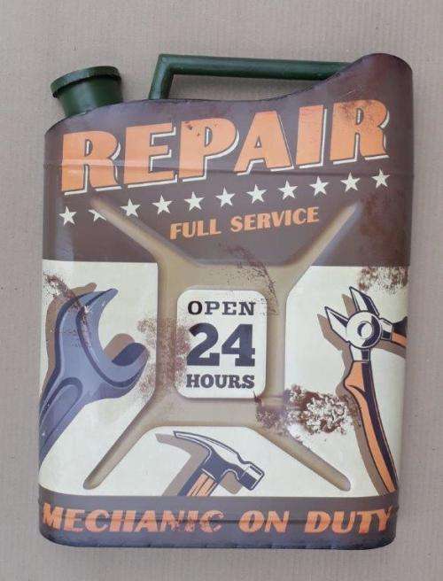 Repair full service, mechanic on duty metal garage / wall decor.