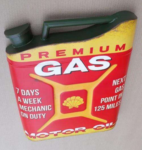 Premium gas motor oil metal garage / wall decor.