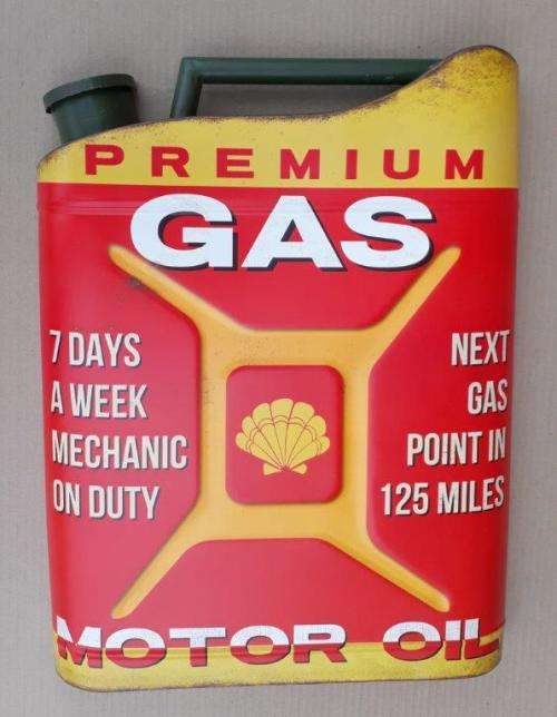 Premium gas motor oil metal garage / wall decor.