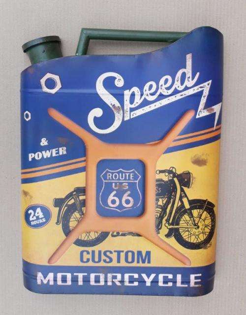 Route 66 motorcycle metal garage / wall decor.