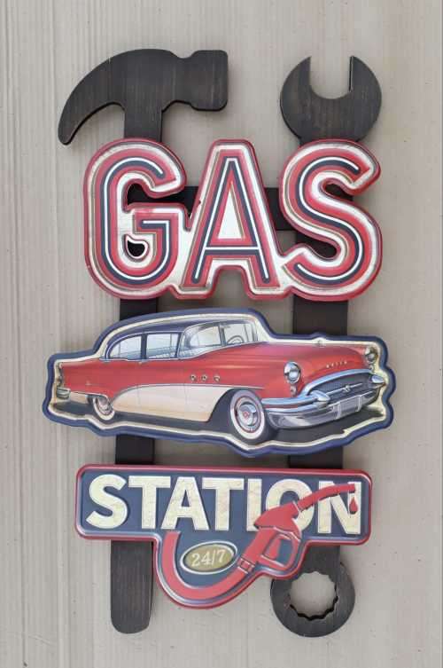 Gas station board. Garage / wall decor.