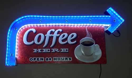 Coffee illuminated metal sign
