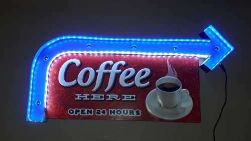 Coffee illuminated metal sign