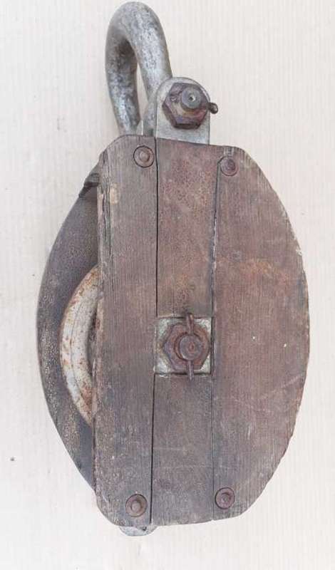 Vintage Wooden triple Pulley. OLD