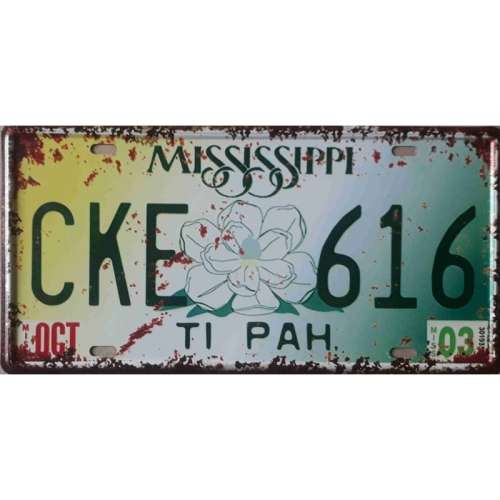 Mississippi State of America metal license plate
