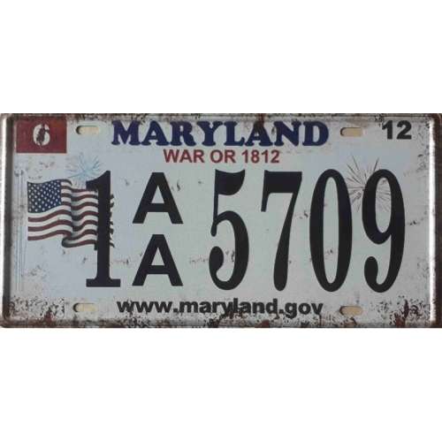 Maryland State of America metal license plate