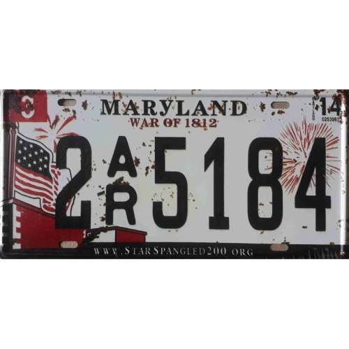 Maryland State of America metal license plate