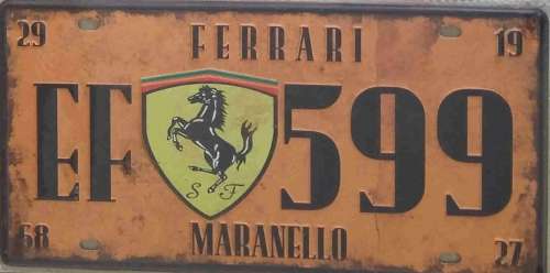 Ferrari metal embossed license plate