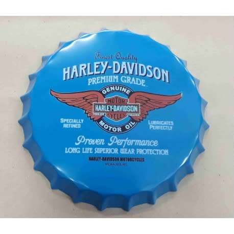 Harley-Davidson premium grade motor oil bottle cap metal sign