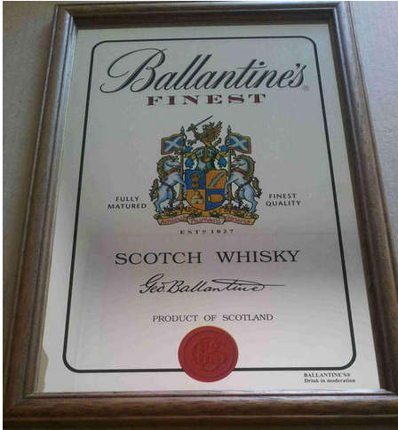 Ballantine's whisky bar mirror